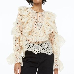 Ruffle eyelet embroidered H&M blouse